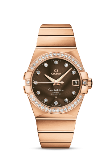 Omega Constellation Co-Axial 38 Red Gold / Diamond / Brown